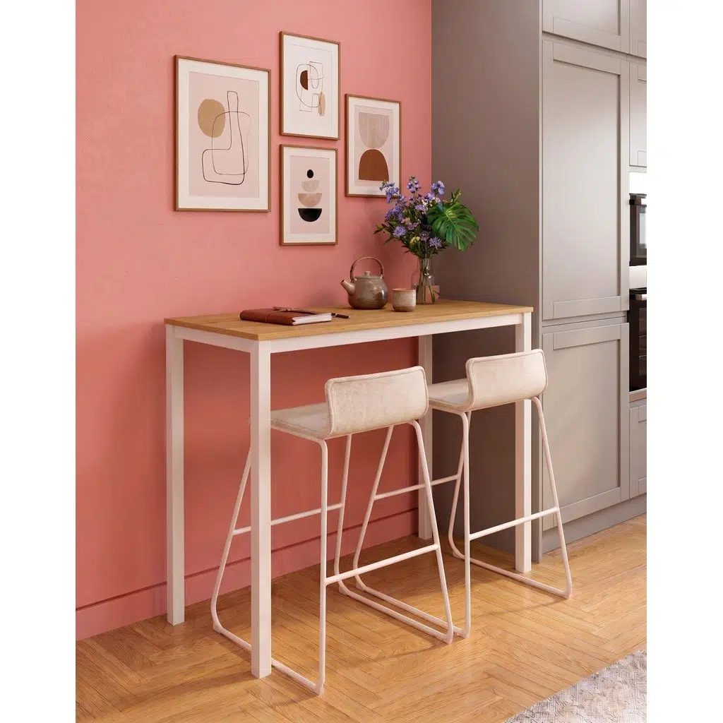 Bar Masası Meşe Tablalı 116x45x92cm – Mutfak Masası & Kahve Köşesi Masası