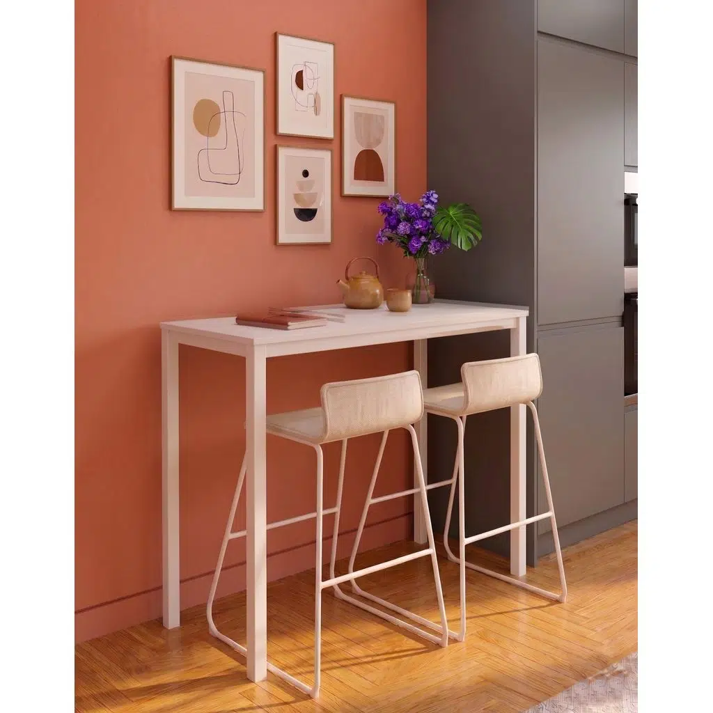 Beyaz Bar Masası 116x45x92cm – Mutfak Masası & Kahve Köşesi İçin Modern Çok Amaçlı Masa