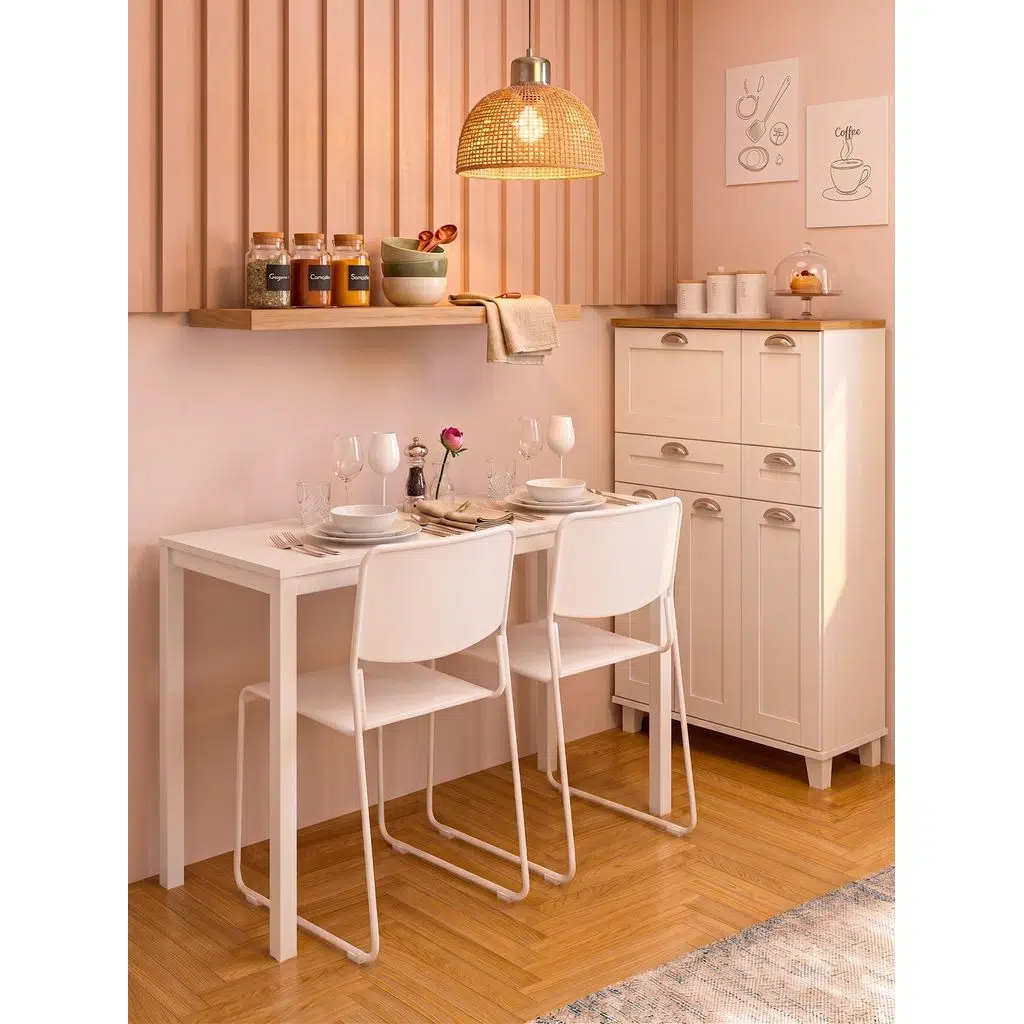 Minimal Beyaz Çok Amaçlı Masa – 116x45x75 cm | Güçlendirilmiş Metal Profil Ayaklı