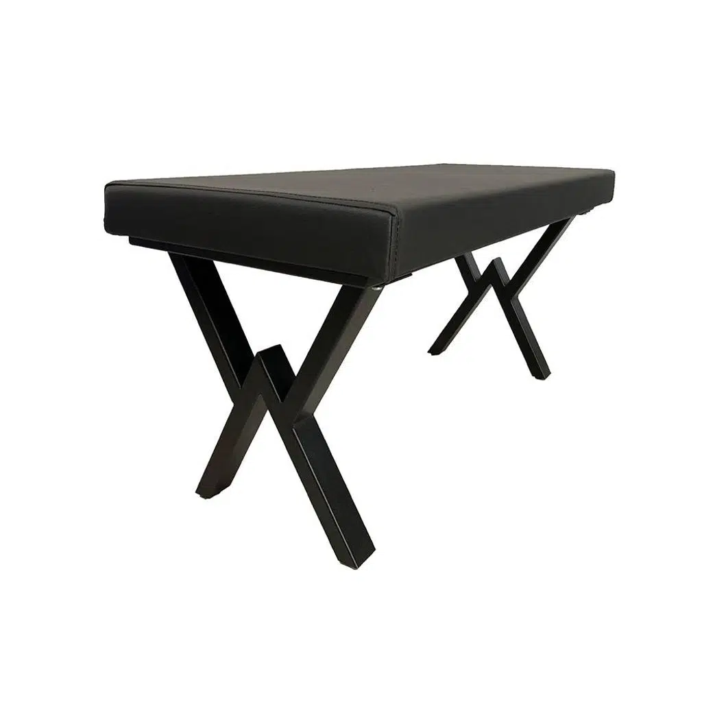 Sırtsız Bank Puf Bench Siyah Deri